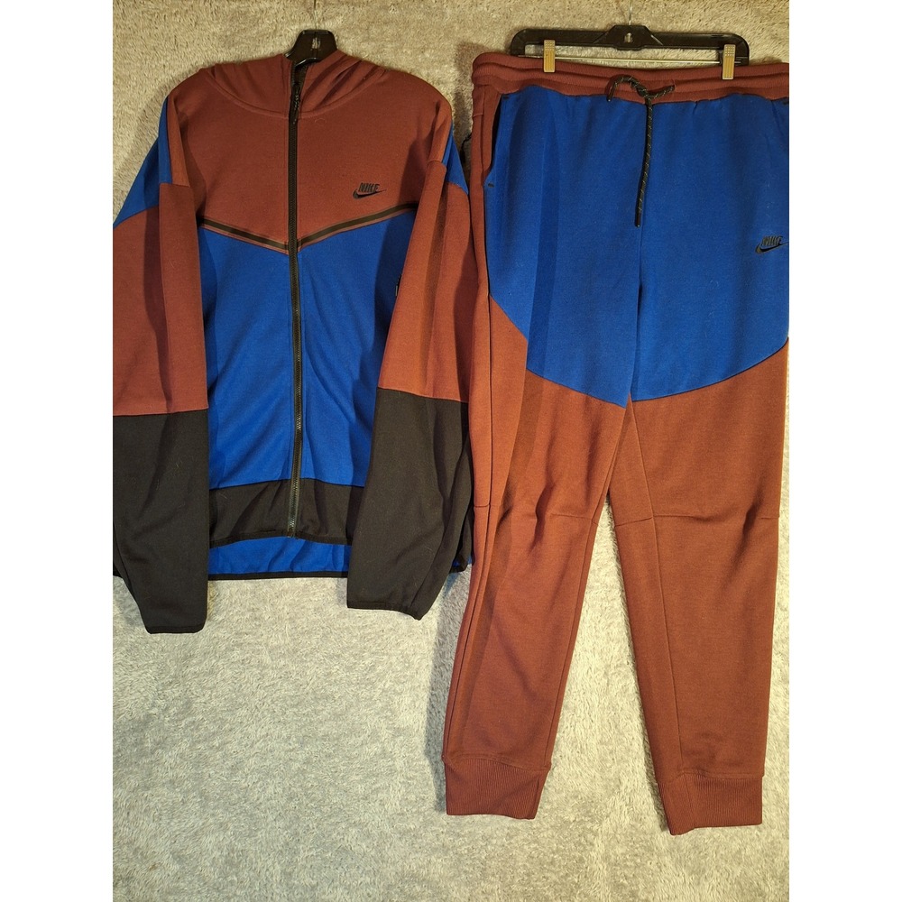 Nike Tech Fleece Tracksuit Set Mens 3XL Blue Burgundy Black Hoodie Joggers Sport